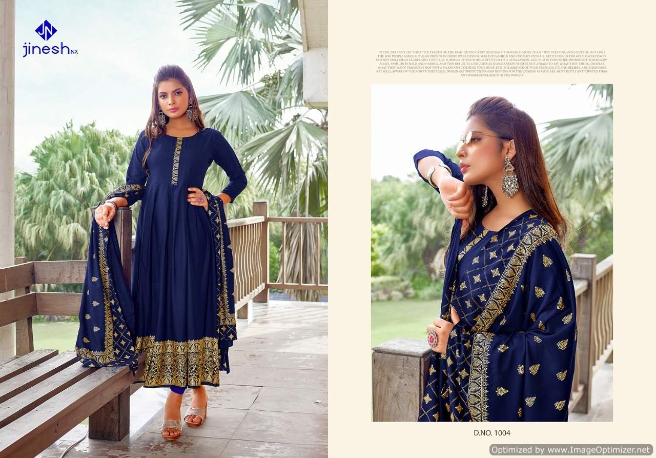 Jinesh Nx Akansha 1 Heavy Designer Festive Wear Kurti With Bottom And Dupatta Ready Made Collection